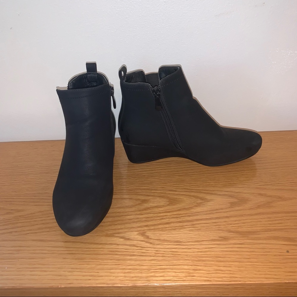 Black wedge ankle boots. Like new